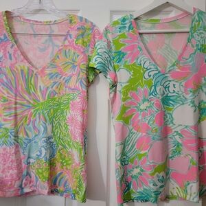 Colorful Floral V-Neck T-Shirts